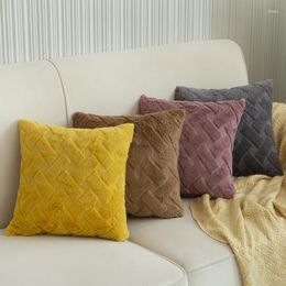 Pillow Case Plaid Solid Cushion Cover Plush Fur 45x45cm Soft Geometric Covers White Decorative For Sofa Livingroom Pillowcase Decor