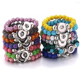 Charm Bracelets Snap Button Bracelet Bangle Elastic Pottery Clay Rhinestone Beaded Fit 18MM Jewellery Beads Making For Women