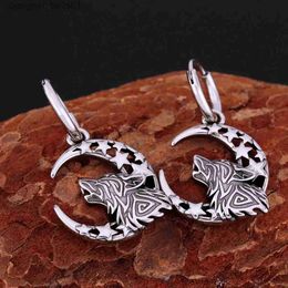 Stud Hip Viking Wolf Head Animal Sleeping Dragon Moon Fashion Earrings Nordic Men's Teen Party Boyfriend Party Gift Ear StudsL231117