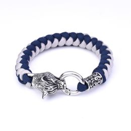 Vintage Wolf Head Charm Paracord Bracelets Jewellery for Men Gift