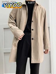 Men's Trench Coats Oversized Retro Black Men Trench Coats Homme Casual Overcoat Elegant Coat Male Tunic Buttom Windbreaker Clothes Jacket For Men Q231118