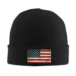 Beanie/Skull Caps Vintage American Flag Skullies Beanies Caps Winter Warm Knitted Hat Women Men Cool Adult USA Proud Bonnet Hats Outdoor Ski Cap YQ231117