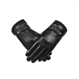 Cycling Gloves 1 Pair Leather Thermal Nonslip Touch Screen Winter Outdoor Sports Warm Biking Hiking Mittens Black Brown