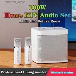 Cell Phone Speakers KD-203 100W Peak High Power Portable Karaoke Bluetooth Speakers Wireless Microphone Suit Intelligent External Singing Equipment Q231117