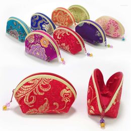 Storage Bags Mini Flower Coin Purse Candy Gift Pouch Jewelry Bag Seashell Silk With Zip Small Pouches