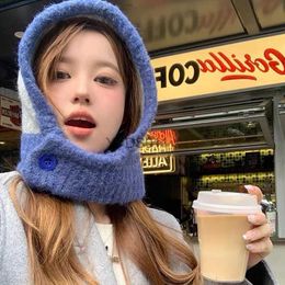 Beanie/Skull Caps Kpop Color Women Girl Y2K BEANBalaclava Knit Scarf Hat Outdoor Winter Ski Full Face Mask Caps Fashion Warm Crochet Hood Bonnets YQ231117