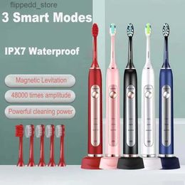 Toothbrush Sonic Clean Electric for Adults 6 Cleaning Modes and 3 Brush Heads with USB Charging Q231118