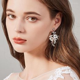 Dangle Earrings Luxury Original Design Handmade Rhinestone Flower Women's Alloy Elegant Bride Dance Accessories
