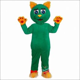 Halloween Green Cat Mascot Costumes Carnival Hallowen Gifts Adults Fancy Party Games Outfit Holiday Celebration Cartoon