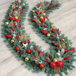 Decorative Flowers 1Pack Christmas Artificial Pine Branches With Foam Red Berries For Tree Decorations Xmas DIY Wreath Table Setting