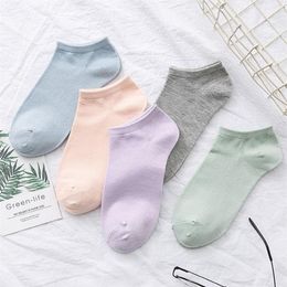 Women's socks solid Colour boat socks spring and summer candy Colour thin cotton socks ladies low-cut sports cotton240F