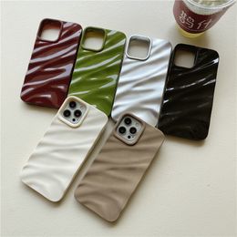 Luxury 3D Water Ripple Soft Silicone Cases For iPhone 11 12 13 14 Pro Max X XS XR 8 7 Plus Bling Solid Color Shockproof Cover