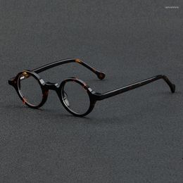 Sunglasses Frames 2023 Japan Brand Designer Men's Vintage Round Acetate Frame Eyeglasses Women Tortoise Small Optical Myopia Lenses