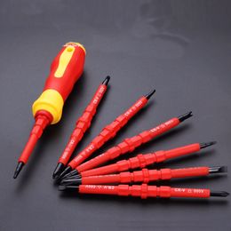 Screwdrivers 8pcs Protection Magnetic Double Heads Electrical Interchangeable Tools Kit Family Used Screwdriver Set Insulated Multipurpose 230417