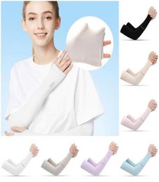 Outdoor Sports Fashion Ice Silk Sleeve Ice Cool Breathing Sunsn Sleeve Summer Gloves for Men Women Riding Training Arm Warmers7828302