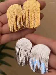 Stud Earrings FFLACELL 2023 Luxury Shiny Metal Long Tassel Chains Semicircle For Women Girls Dinner Party Jewellery Accessories