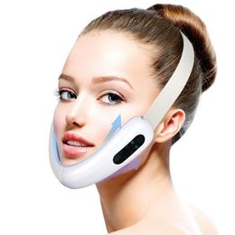 Chin V-Line Up Lift Belt Machine Red Blue LED Pon Therapy Face Slimming Vibration Massager Facial Lifting Device V Face Care211o