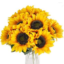 Decorative Flowers Sunflower Artificial With Long Stem Fake Sunflowers Bulk Decoration For Wedding Home Birthday Party Outdoor Indoor Decor