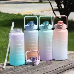 2000ML time scale space jug water bottle outdoor portable bomb cover spray paint gradient water cup large-capacityBGOF