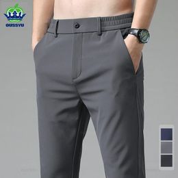 Mens Pants Autumn Winter Casual Men Thick Business Stretch Slim Elastic Waist Jogger Korean Classic Black Grey Blue Trouser Male 231116