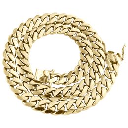 14K Yellow Gold Plated 12.50mm Solid Miami Cuban Link Chain Box Clasp Necklace 24"