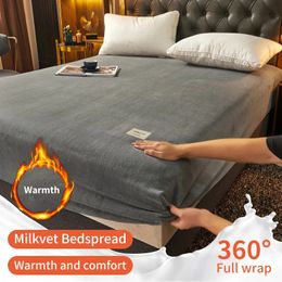 Sheets sets Anti-slip Fixed Full Package Thicked Warm Milk Velvet Fitted Sheet 160x200 Bed Sheet With Elastic Bands 135x190 Autumn Winter 231116