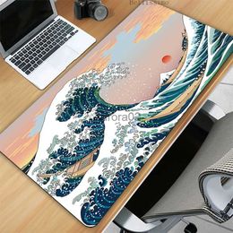 Mouse Pads Wrist Rests Deskmat Japan Great Waves Large Mouse Pad Anime Desktop Accessories Mousepad Gamer Desk Mat Game Mats Gaming Mause Office Pads YQ231117