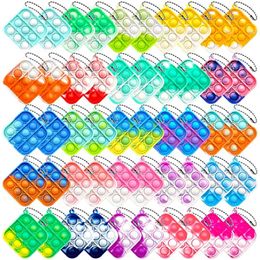 Christmas Pop It Keychain Simple Silicone Stress Relief Fidget Hand Toys Push Bubble Wrap Anxiety Stress Reliever Toy for Kids Adults