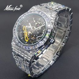 Other Watches Luxury Automatic Watch For Men Hip Hop Diamond Skeleton Mechanical relogio masculino Ice Out waterproof Man Drop 231117