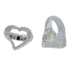 New Arrived Punk Style Heart Ring with Full Cz Stone Paved Hip Hop Rings for Men Boy Women Jewellery Whole206j