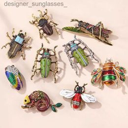 Pins Brooches SHMIK Women Men Bee Beetle Crystal Pearl Brooches Pin Fashion Metal Cute Insect Jewellery Accessoreis Retro Women's Men's BroochL231117
