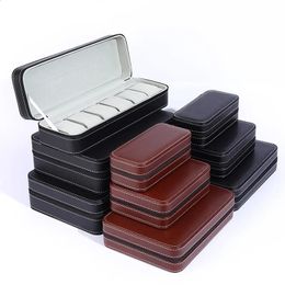 Watch Boxes Cases 4/6/8/10/12 Girds Portable Zipper Handmade Watch Clock Box Time Box Watch Case for Watch Holding 231116