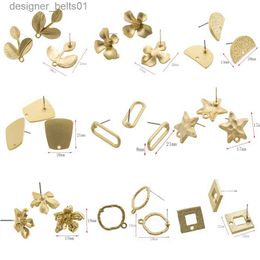 Stud 10Pcs DIY Earrings Setting Matt Golden Square Hollow Star Stud Earrings Connectors Earrings Base for Jewellery Making AccessoriesL231117