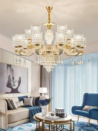 Chandeliers European Style Living Room Ceiling Chandelier Light Luxury Atmospheric Crystal Pendant Lamp Whole House Package Home Decor Lustr