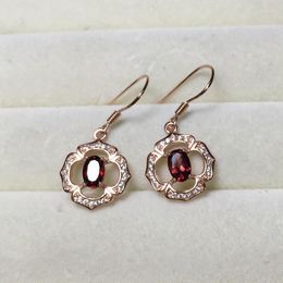 Stud Earrings Shop Promotion Product 925 Pure Silver Natural Garnet Including Certificate For Friend Gift Lady