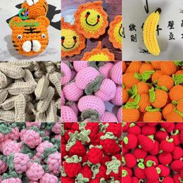 Decorative Flowers 1PC Woolen Knitting Simulation Persimmon Peanut Apple Braided Strawberry Orange Pendant Immortal Fruit For Wedding Party