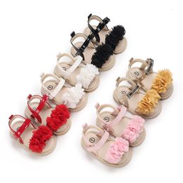 Sandals Infant Baby Shoes Baby Boy Girl Shoes Toddler Flats Summer Sandal Flower Soft Rubber Sole Anti-Slip Crib Shoes First Walker 230417