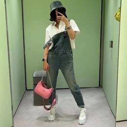 Womens Denim Stretch walking Straight Leg Jeans Overall Regular Fit Bib Jean luxury Designer Jumpsuits Comfy Adjustable Straps