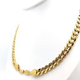 Mens Miami Cuban link Chain Necklace 18K Gold Finish 10mm Stamped Men's Big 24 Inch Long Hip Hop235k