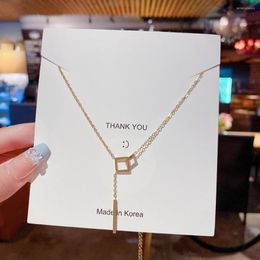 Pendant Necklaces Geometrically Connecting Two Squares Zircon Chain Necklace Nimble Mother's Day Woman Wedding Family Friend Jewelry