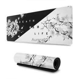 Mouse Pads Wrist Rests Black and White Cherry Blossom Mousepad Custom Home Computer Keyboard Pad Desk Mat Laptop Soft Anti-slip Table Mat XXL Mouse pad YQ231117