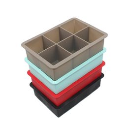 Ice Cream Tools Food Grade 16.5*11.5*5 cm Square Shape Ice Cube Mould Fruit Ice Cube Maker 6 Lattice Ice Tray Bar Kitchen Accessories Silicone 230417