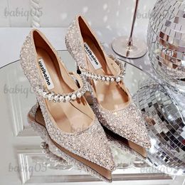 Dress Shoes Hot Rhinestone Pointed High Heels New Single Shoes Women's Pumps Bridesmaid Rhinestone Crystal Pearl Retro Wedding Shoes T231117