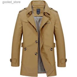 Men's Trench Coats Mens Business Windbreaker Long Jackets Men Cotton Trench Coats Casual 2023 Spring Autumn Fashion Male Suit Streetwear Blazers Q231128