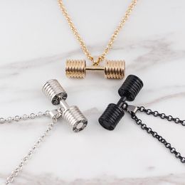 Pendant Necklaces Fashion Cool Dumbbell Necklace Barbell Weightlifting Bodybuilding Charm For Men Women Casual Sports Punk Jewelry Gifts