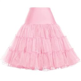 Skirts Tulle Skirts Womens Fashion High Waist Pleated Tutu Skirt Retro Vintage Petticoat Crinoline Underskirt Faldas Women Skirt saia 230417