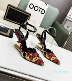 2023 Designer Novelty Rome Sandals electroplated heels womens dress shoes Calico shoe Top quality Genuine Leather sole Front Rear Strap Sandal Size35-42