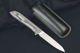 Special Offer M7672 Flipper Folding Knife D2 Satin Blade CNC TC4 Titanium Alloy Handle Ball Bearing Fast Open Outdoor EDC Pocket Knives