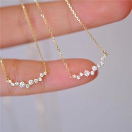 Bridesmaid Jewellery Gifts Dainty Zirconia Diamond Snow Necklace 14K Gold Plated 925 Silver Necklace