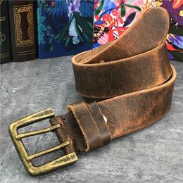 Belts Super Wide 4.2CM Luxury Thick Genuine Leather Men Belt Double Buckle Belt Ceinture Leather Belt Men Jeans Trouser Belt MBT0018L231117